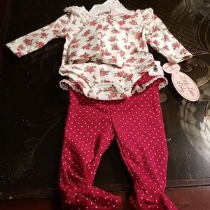 Little Lass Baby 3 Piece Outfit Size 3/6  Months Infant Girl